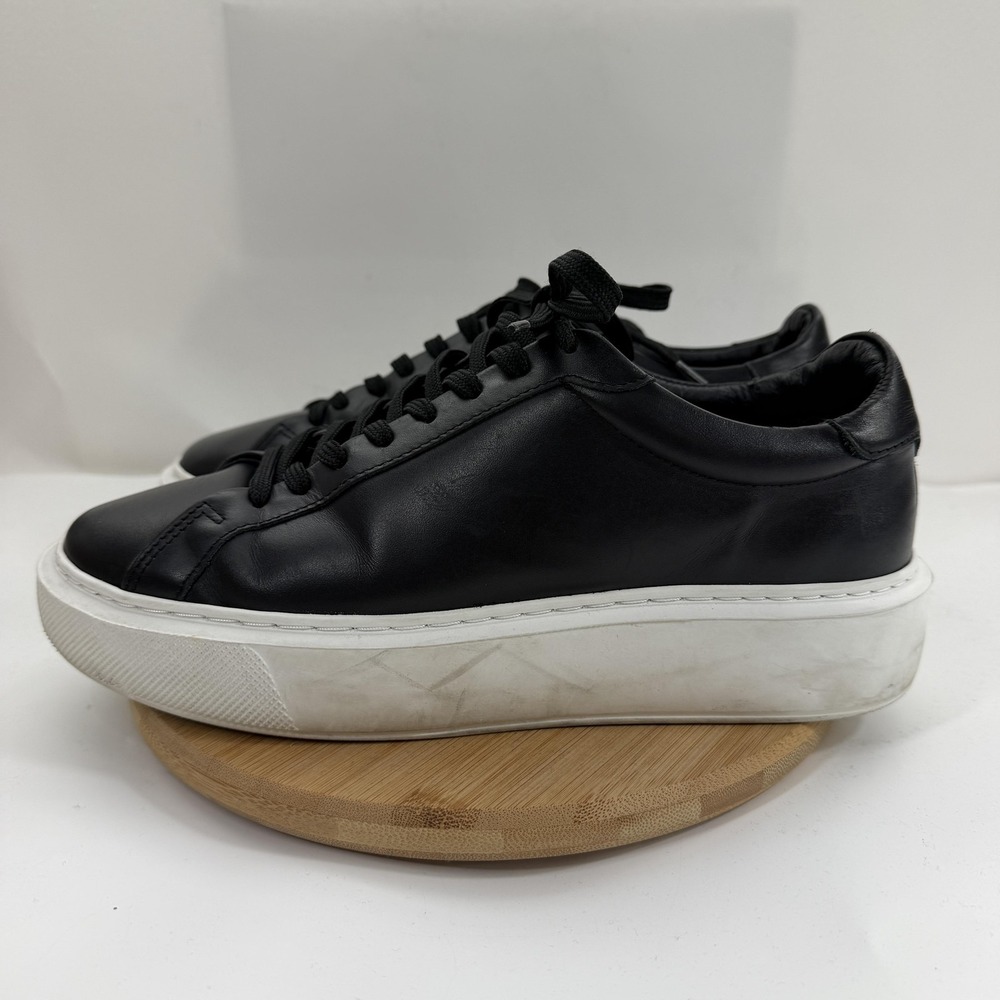 ARNE Shoes Mens 8 Black Leather Low Top Lace Up Essential Trainers Sneakers - Picture 3 of 10